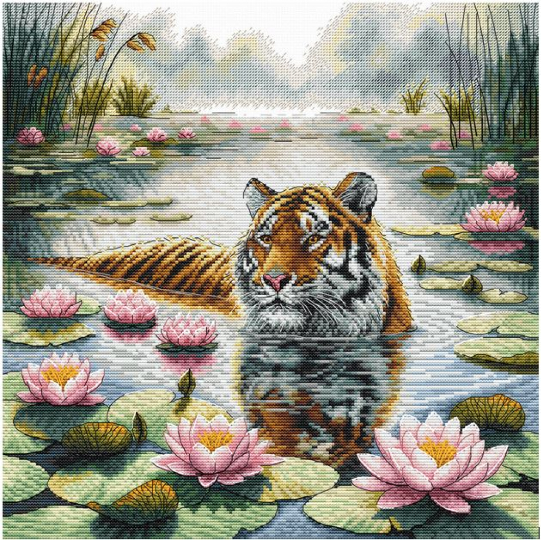 AVA (Punto y Arte) P121 Tiger Among Water Lilies (Тигр среди кувшинок)